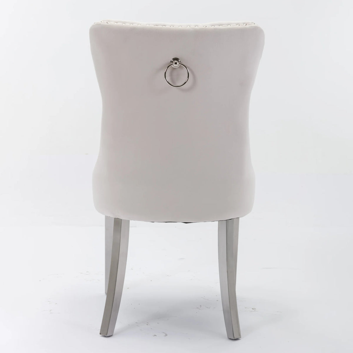 Set di 2 sedie da pranzo in velluto, sedie d’arredo imbottite, 50 cm di larghezza x 95 cm di altezza, con schienale alto e dettagli a bottoni, gambe in acciaio inossidabile cromato e finiture con borchie, sedie da pranzo mo
