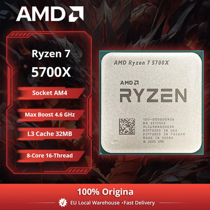 Processore Desktop AMD Ryzen 7 5700X, 8C/16T, 4.6GHz, 32MB Cache, AM4, Senza Dissipatore Incluso