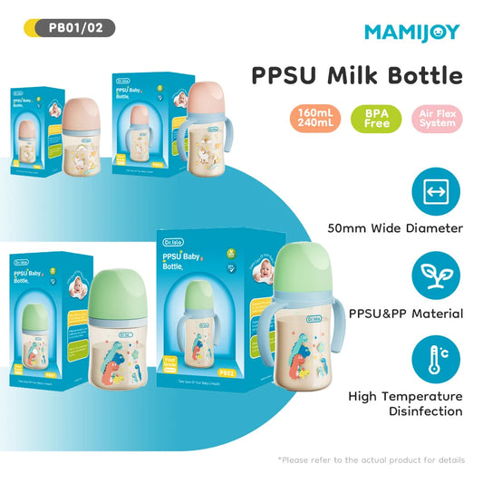 MAMIJOY Biberon da 160/240 ml con doppio manico, biberon anti-caduta per neonati, biberon a collo largo per l'alimentazione dei neonati