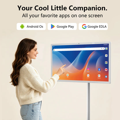 Coolita, TV da terra con schermo touchscreen intelligente da 32 pollici, risoluzione 1080P, sistema operativo Android 15, certificazione Google, batteria da 8000 mAh, schermo girevole, altoparlanti da 10 W x 4.
