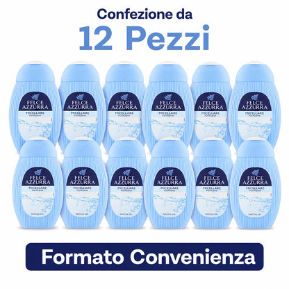 Confezione da 12 Felce Azzurra Doccia Micellare 250 ml, bagnodoccia per la detersione quotidiana, 3 L totali