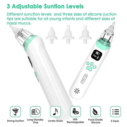 MAMIJOY Aspiratore nasale elettrico per bambini, pulitore nasale silenzioso per neonati, per ostruzioni e rinite, aspiratore nasale per neonati U94