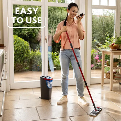 Vileda H2Pro FlatMop – Sistema Lavapavimenti con Secchio a Doppia Vasca, Mop Piatto in Microfibra, Acqua Pulita ad Ogni Risciacquo