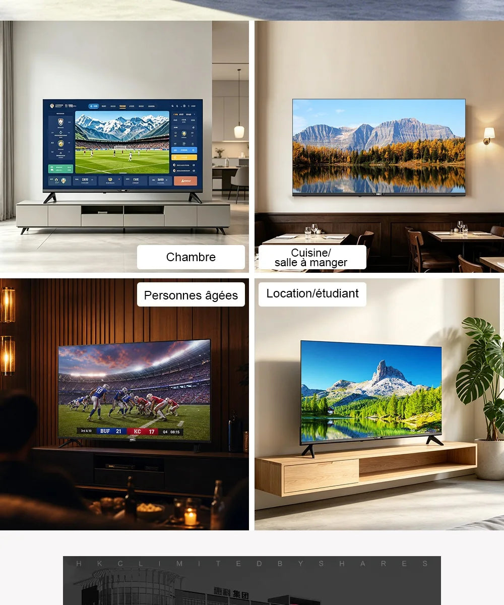HKC 42Q1L Smart TV FHD da 42 Pollici VIDAA con Pannello Sharp, DVB T2 S2 C Completo, HDR10, Audio Dolby e Porte HDMI, AV, Jack per Cuffie