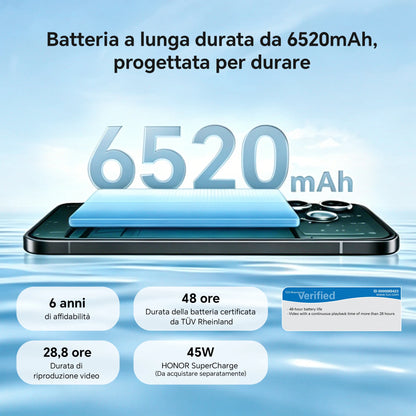 2026 New HONOR 600 Lite 5G Smartphone, Fotocamera AI da 108MP, Display AMOLED da 6.6", Batteria da 6520mAh con Ricarica Rapida 45W, Cellulare Android 16 Sbloccato, IP66&SGS, Dual SIM, NFC