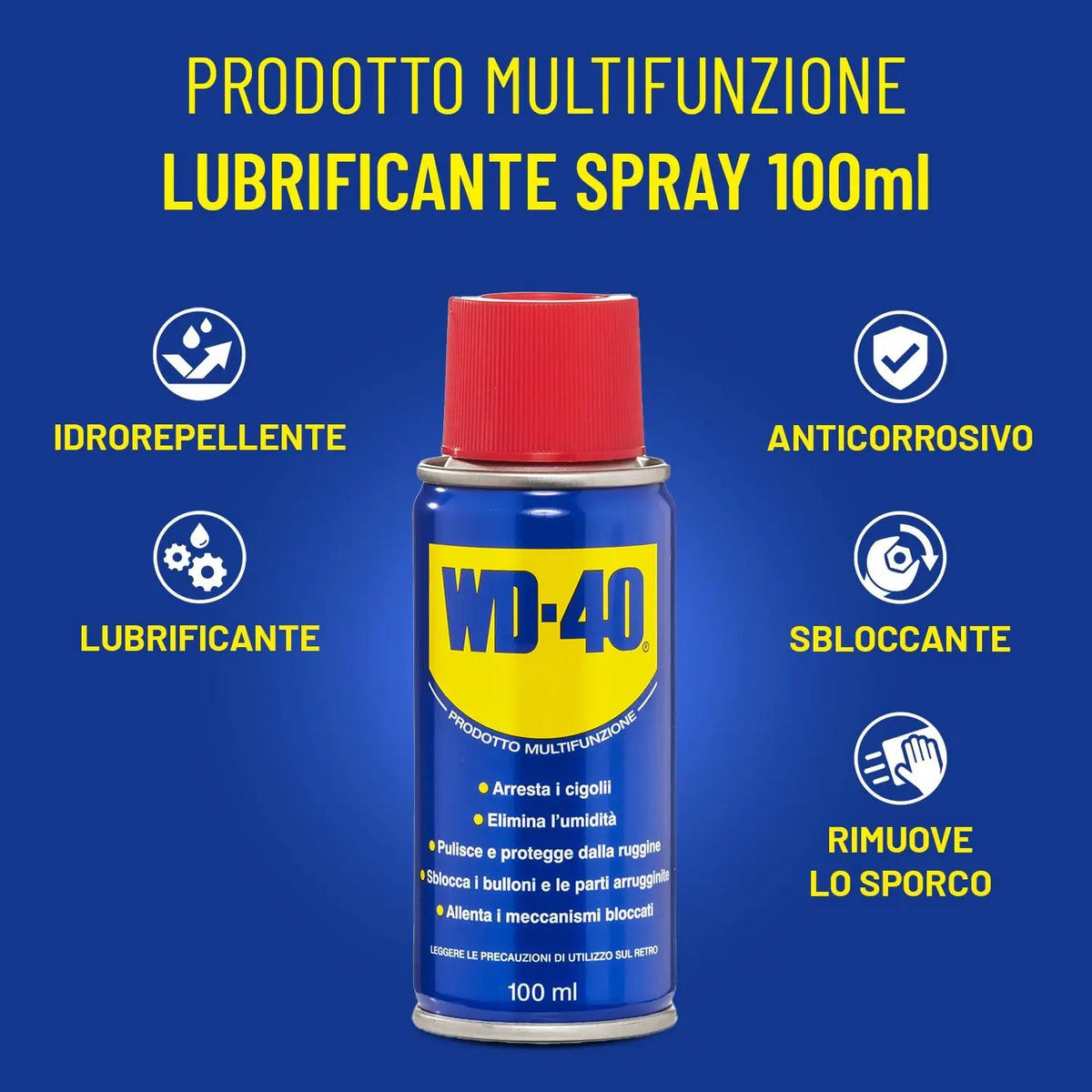 WD-40 - Prodotto Multifunzione - Lubrificante Spray - Elimina i cigolii, sblocca, elimina l’umidità, previene la ruggine - Compatibile con tutti i metalli, plastica e gomma - Senza silicone