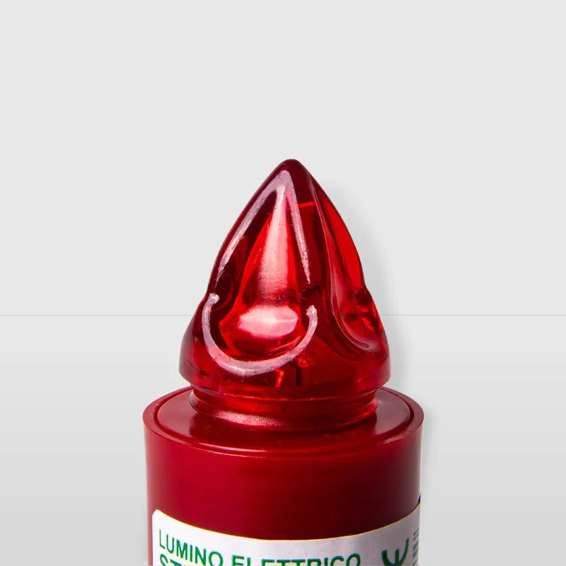 Lumino Stilo Bianco e Rosso Elettrico per Loculo Mortuario – Luce Bianca Tremolante Realistica – luce rossa intermittente-Durata 365 Giorni – Resistente alle Intemperie – Lumino a Batteria con Accensione Automatica, U