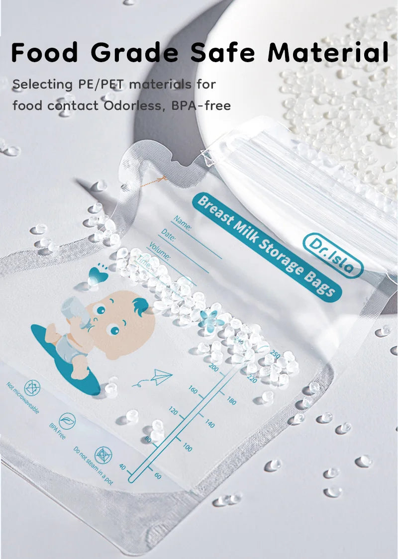 MAMIJOY Sacchetto per la conservazione del latte materno 250ML 30/150PCS Design con chiusura a doppia guarnizione e beccuccio indipendente Sacchetto per la conservazione del latte senza BPA Regalo Penna MSB01