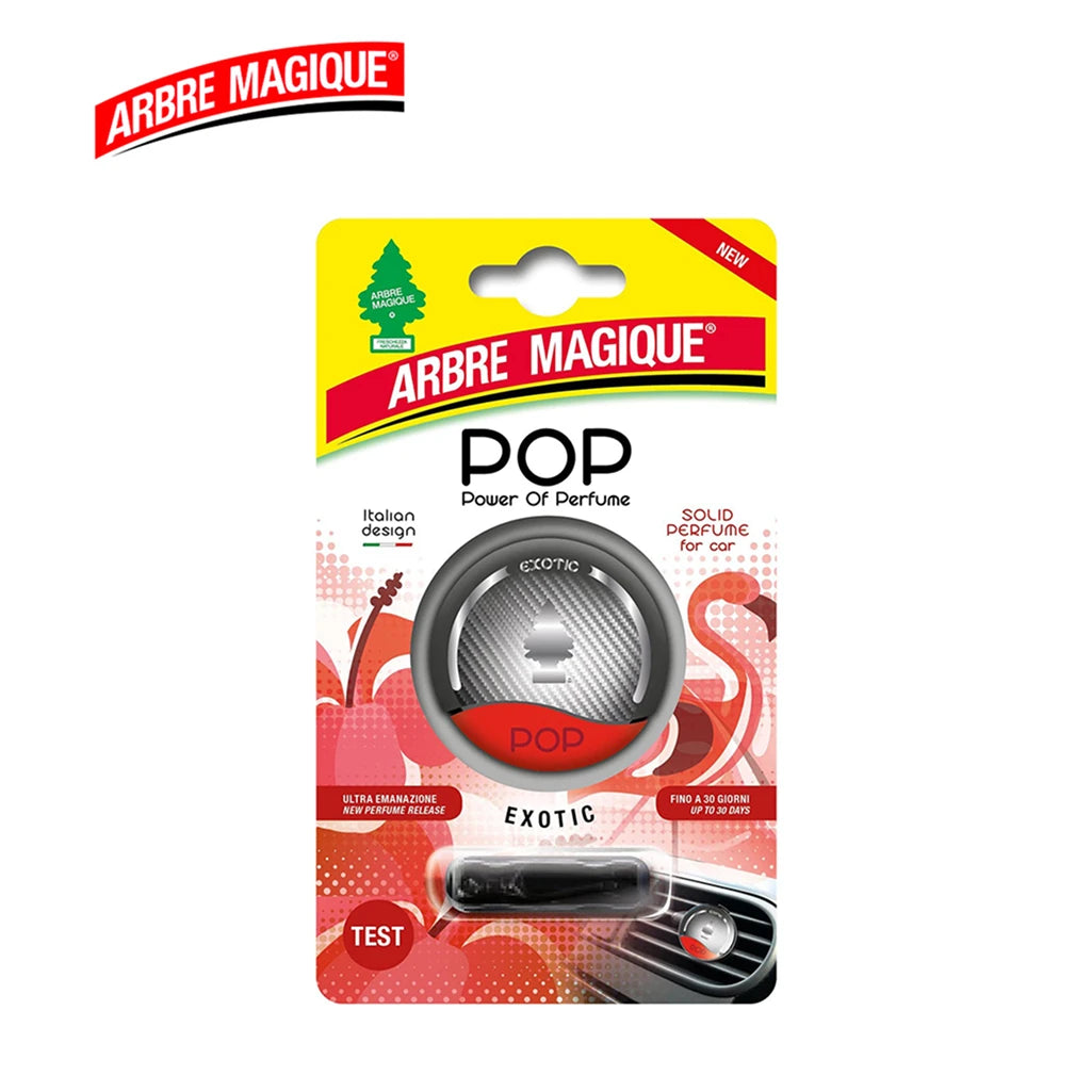 Confezione da 6 o 12 Arbre Magique POP Exotic, profumatori auto solidi, fragranza fresca e fruttata, formato scorta per auto, furgone, armadio e piccoli ambienti