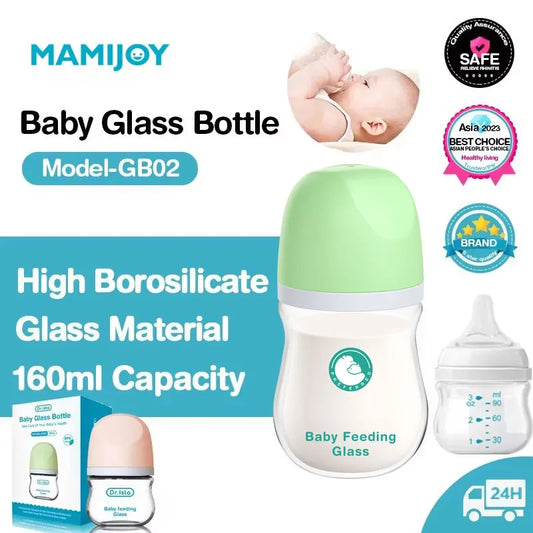 MAMIJOY Biberon anti-stocar Bottiglie di vetro per neonati 90/160ML Biberon per latte anti-flatulenza Infantile BPA gratuito 0-3 mesi