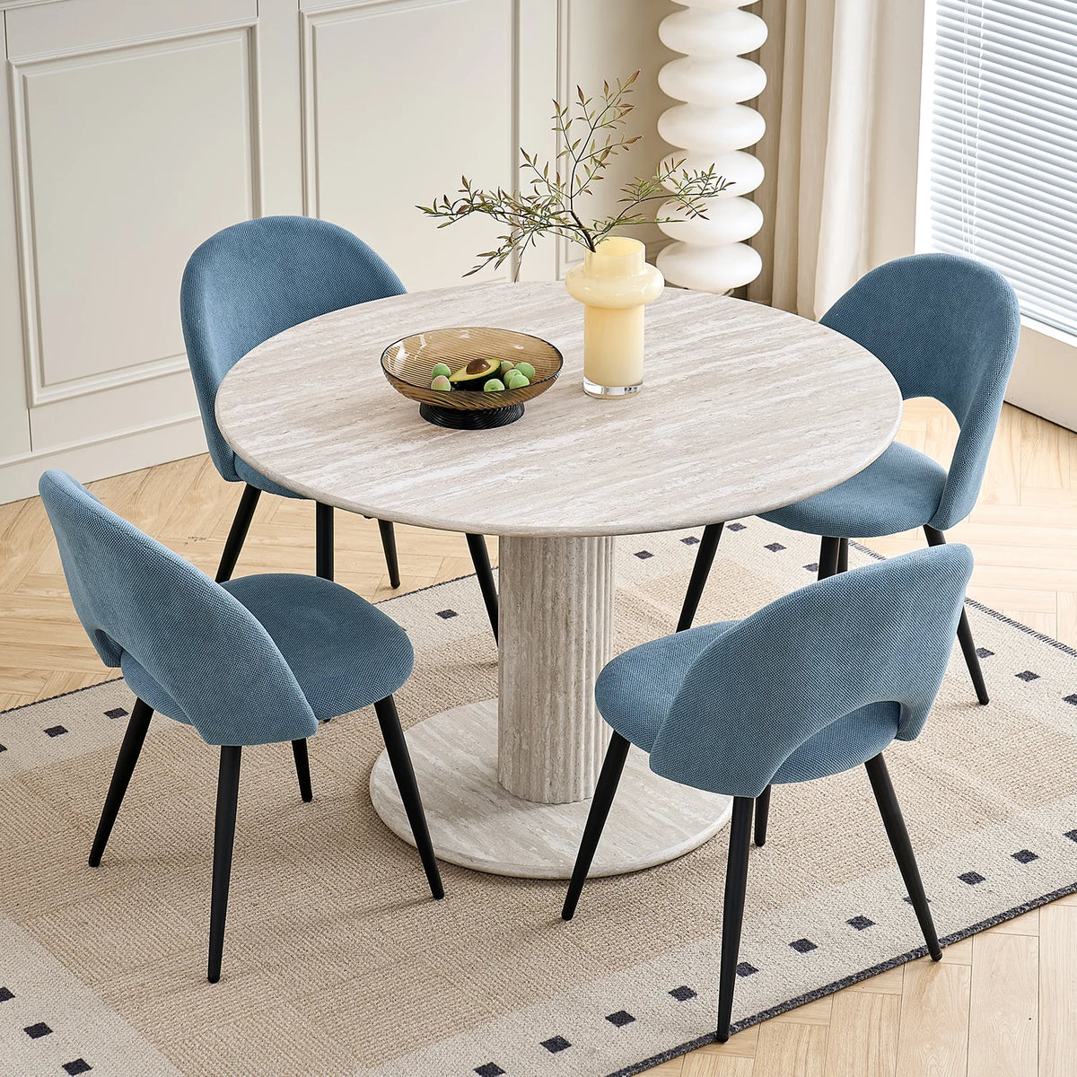 Tavolo da pranzo rotondo in stile nordico, tavolo da pranzo moderno per cucina domestica in legno massello, adatto per 4-6 persone, diametro 115 cm