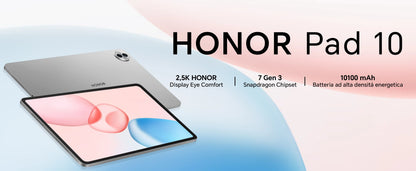 HONOR Pad 10 da 12,1 pollici, 120 Hz, display HONOR Eye Comfort da 2,5K, 8 GB/256 GB, Wi-Fi, batteria da 10.100 mAh, processore Snapdragon 7 Gen 3 a 4 nm, efficienza AI, 6 altoparlanti, Android 15, grigio