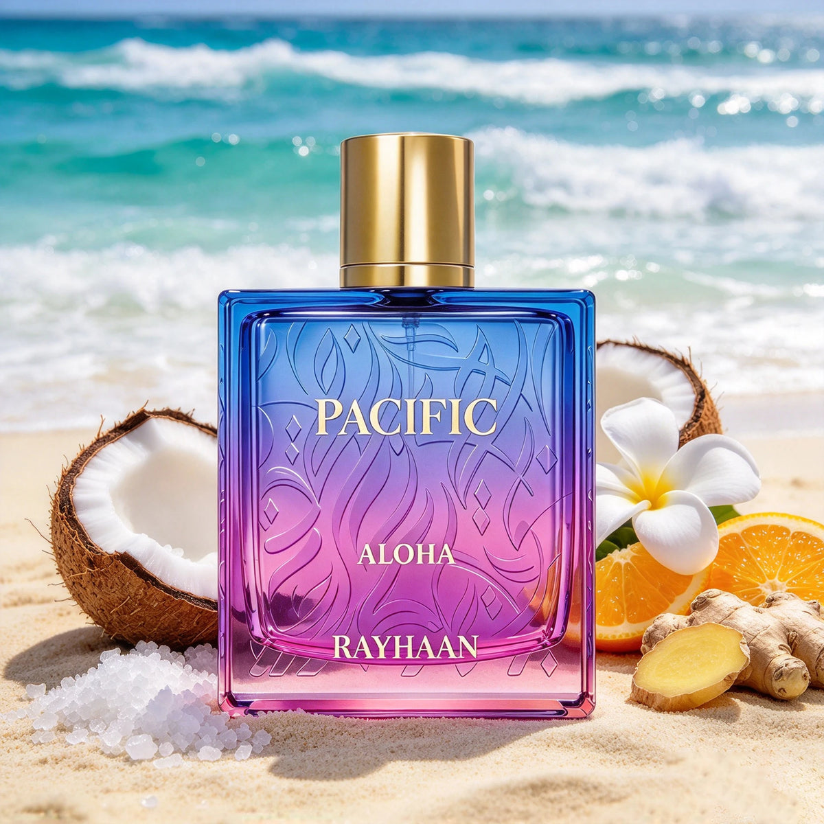 Profumo Rayhaan Pacific Aloha, 100 ml, fragranza fresca di fiori e frutta marina, profumo persistente, adatto a qualsiasi occasione.