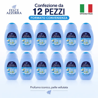 Confezione da 12 Felce Azzurra Doccia Muschio 250 ml, bagnodoccia profumato per la detersione quotidiana, 3 L totali