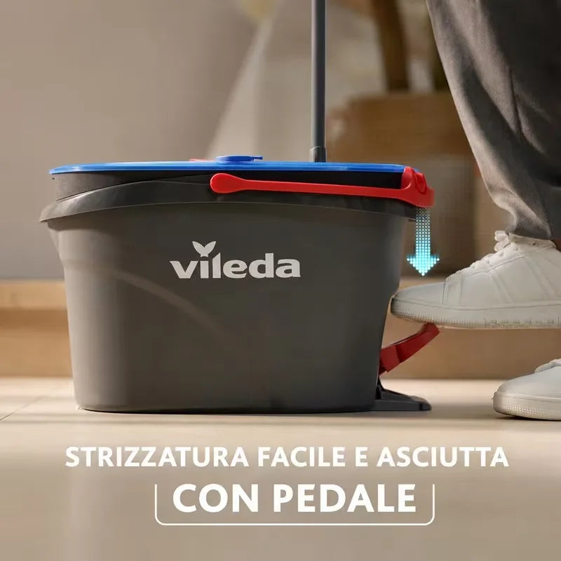 Confezione da 1 Vileda H2PrO Spin Mop System Complete, sistema completo con mocio rotante per la pulizia dei pavimenti duri sigillati