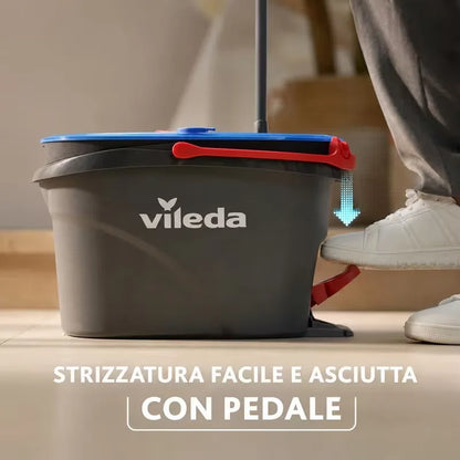 Confezione da 1 Vileda H2PrO Spin Mop System Complete, sistema completo con mocio rotante per la pulizia dei pavimenti duri sigillati