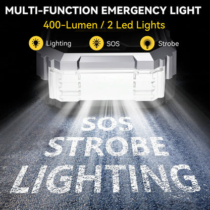 Avviatore di Emergenza per Auto con Compressore d'Aria Senza Fili, Gonfiatore Pneumatici, Booster Batteria con Power Bank e Torcia LED, Avviatore 12V per Tutti i Veicoli a Benzina o Diesel fino a 10.0L, Avviatore di Emergenza
