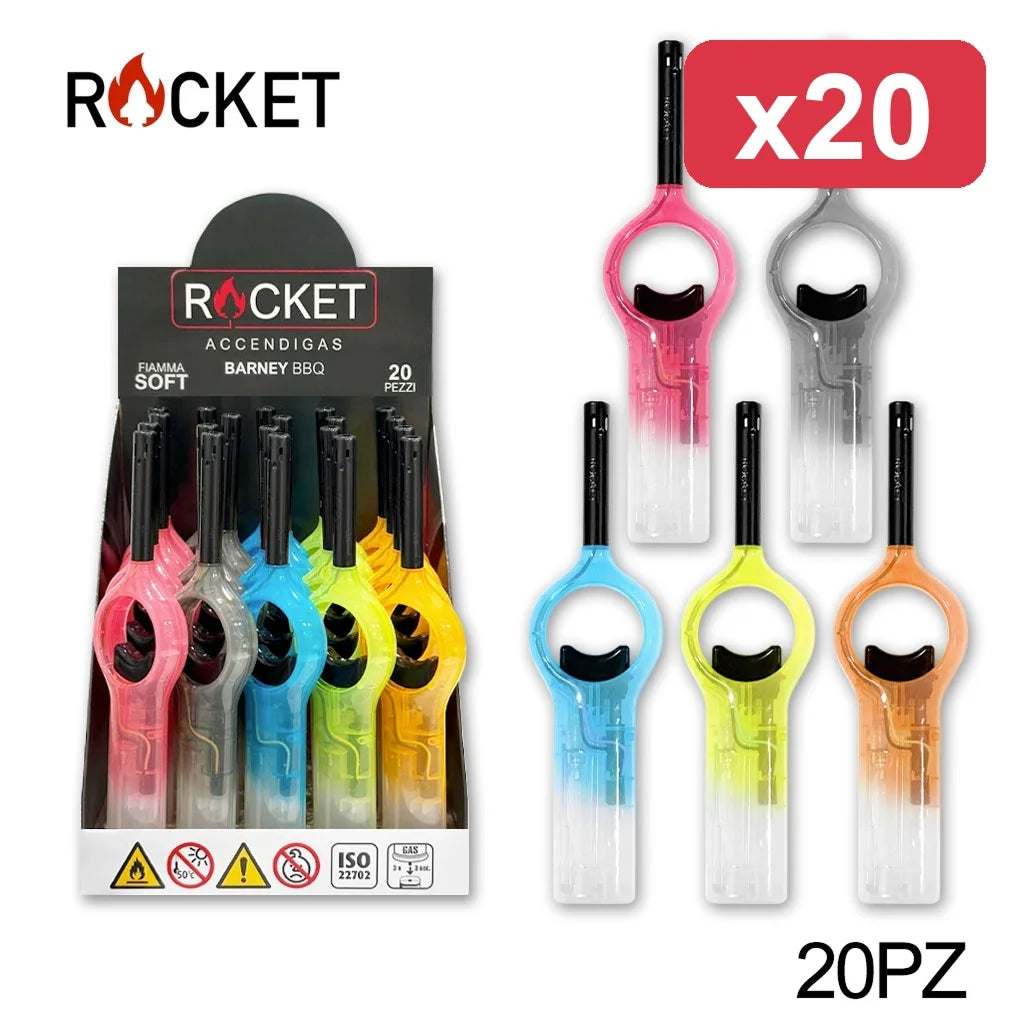 Confezione da 20 accendigas Rocket Barney, accenditori multiuso dal design semplice e moderno per cucina, fornelli, candele, barbecue e uso quotidiano