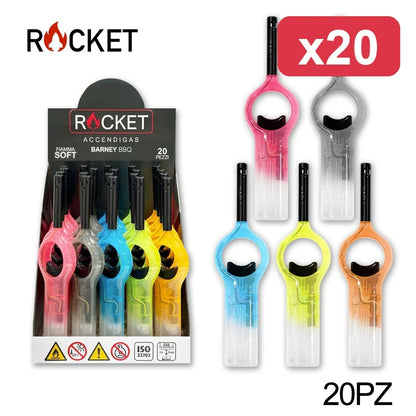 Confezione da 20 accendigas Rocket Barney, accenditori multiuso dal design semplice e moderno per cucina, fornelli, candele, barbecue e uso quotidiano