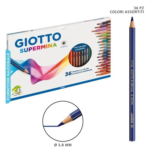 GIOTTO Supermina 12 Pastelli a Colori – Matite Colorate Mina 3,8 mm – Originali FILA