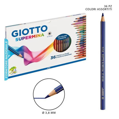 GIOTTO Supermina 12 Pastelli a Colori – Matite Colorate Mina 3,8 mm – Originali FILA