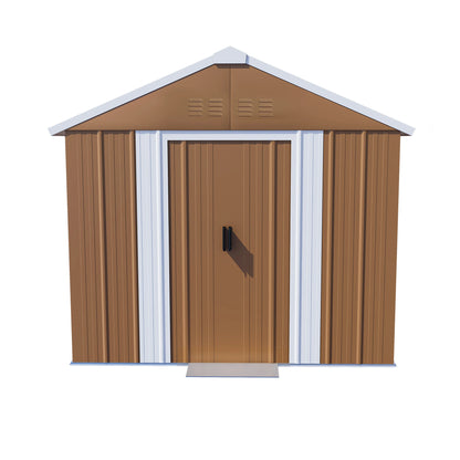 Casetta da giardino 1,8x1 m, capanno per attrezzi da esterno in metallo resistente alle intemperie con finestra, porta con serratura e sistema di ventilazione, senza pavimento, robusta casetta da giardino in acciaio per corti