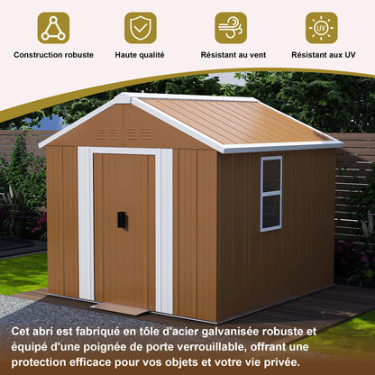 Casetta da giardino 1,8x1 m, capanno per attrezzi da esterno in metallo resistente alle intemperie con finestra, porta con serratura e sistema di ventilazione, senza pavimento, robusta casetta da giardino in acciaio per corti