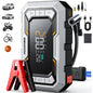 Avviatore di Emergenza per Auto con Compressore d'Aria Senza Fili, Gonfiatore Pneumatici, Booster Batteria con Power Bank e Torcia LED, Avviatore 12V per Tutti i Veicoli a Benzina o Diesel fino a 10.0L, Avviatore di Emergenza