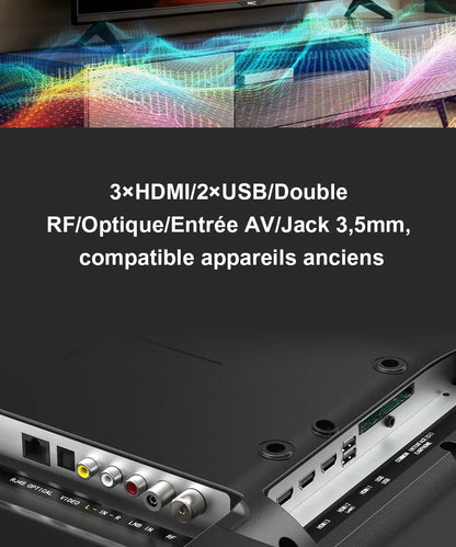 HKC 42Q1L Smart TV FHD da 42 Pollici VIDAA con Pannello Sharp, DVB T2 S2 C Completo, HDR10, Audio Dolby e Porte HDMI, AV, Jack per Cuffie