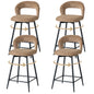 EGOONM Set da 2/4 sgabelli da bar girevoli in lino con schienale aperto e poggiapiedi, sedie da bar moderne imbottite per isola cucina, gambe in metallo nero