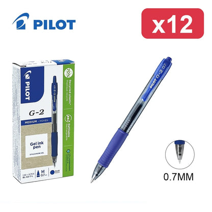 Confezione da 12 penne Pilot G2 blu 0,7 mm, penne a scatto per scuola, ufficio, appunti, documenti e cancelleria