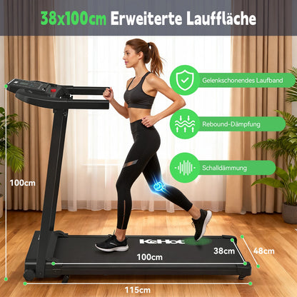 Tapis Roulant Kehot per Casa 1-12Km/H 8% Inclinazione App Bluetooth 12 Programmi di Allenamento Tapis Roulant Pieghevole per Palestra Domestica