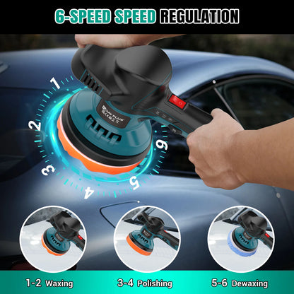 Lucidatrice Roto-Orbitale a Batteria Doppia, Kit Dettagli Auto 22 Pezzi, Lucidatrice Regolabile a 8 Velocità, Lucidatrice per Auto a Batteria al Litio, Finitura a Specchio Senza Graffi, Lucidatrice Professionale per Uso Dome