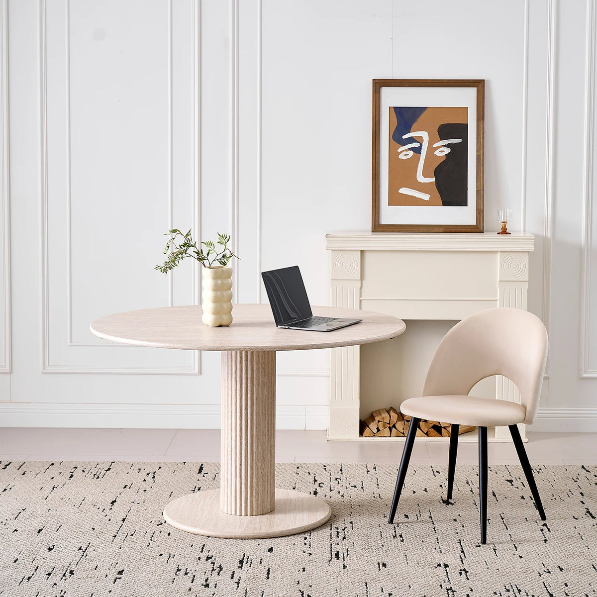Tavolo da pranzo rotondo in stile nordico, tavolo da pranzo moderno per cucina domestica in legno massello, adatto per 4-6 persone, diametro 115 cm