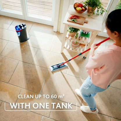 Vileda H2Pro FlatMop – Sistema Lavapavimenti con Secchio a Doppia Vasca, Mop Piatto in Microfibra, Acqua Pulita ad Ogni Risciacquo