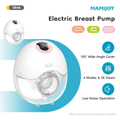 MAMIJOY Tiralatte Indossabile 4 Modalità e 36 Livelli Tiralatte Elettrici Portatili Comfort Collettore di Latte Mani Libere Basso Niose EB46