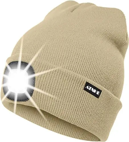 Cappello Illuminato Berretto,USB Ricaricabile Cappello da Corsa 4 LED Impermeabile Luce Invernale Calda Lampada Frontale Regali per Uomo e Donna