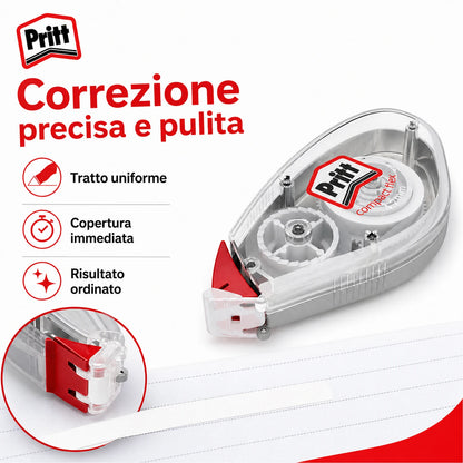 Confezione da 32 Pritt Flex Roller 4,2 mm x 10 m, correttori a nastro riscrivibili per frasi, lettere singole, scuola, ufficio e cancelleria