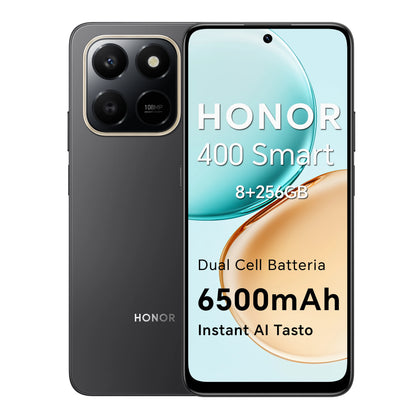 HONOR 400 Smart 4G Smartphone Dual SIM NFC Android 15, 6500mAh Dual Cell Batteria, 108MP+2MP con Pulsante AI Telefono, 6.77 Pollici 120 Hz Comfort Display, 5 stelle SGS&IP65