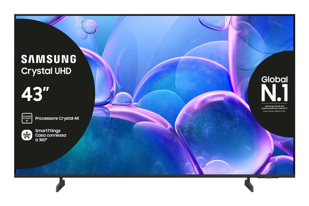 Samsung UE43U7000FUXZT 43 Pollici Crystal UHD 4K Smart TV - Tizen, HDR10+, Crystal Processor 4K, OTS Lite, WiFi 5, Bluetooth 5.3, DVB-T2/C/S2, 3 HDMI, eARC, MetalStream Design