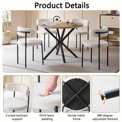 EGOONM Set di 2/4/6 Sedie da Pranzo in Stile Nordico, Sedie Imbottite in Velluto Teddy per Cucina e Sala da Pranzo