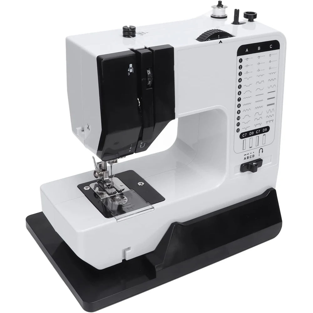 Podofo, macchina da cucire elettrica multifunzione con 12 punti, macchina da cucire portatile con velocità regolabile, ideale per principianti e bambini, per lavori di bricolage e progetti creativi, dotata di pedale e spina
