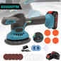 Portable 6-speed electric sander with Makita 21V battery, cordless, for auto polishing and waxing.
