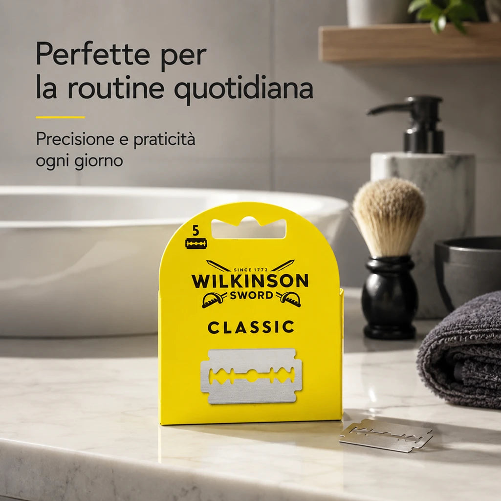 Confezione da 10 pacchi Wilkinson Classic Ricambi 5 pz, 50 lamette totali per rasoi di sicurezza compatibili