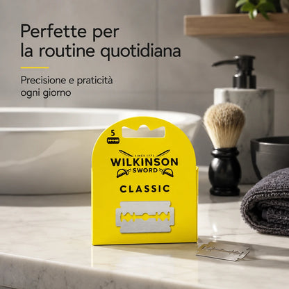 Confezione da 10 pacchi Wilkinson Classic Ricambi 5 pz, 50 lamette totali per rasoi di sicurezza compatibili