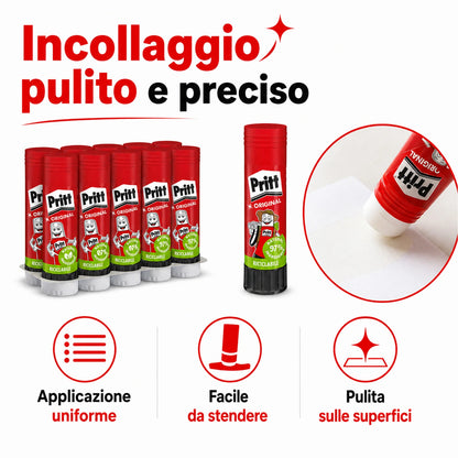 Confezione da 10 pacchi Pritt Colla Stick 43 g,10 stick totali per carta, cartoncino, lavoretti, scuola, ufficio e fai da te