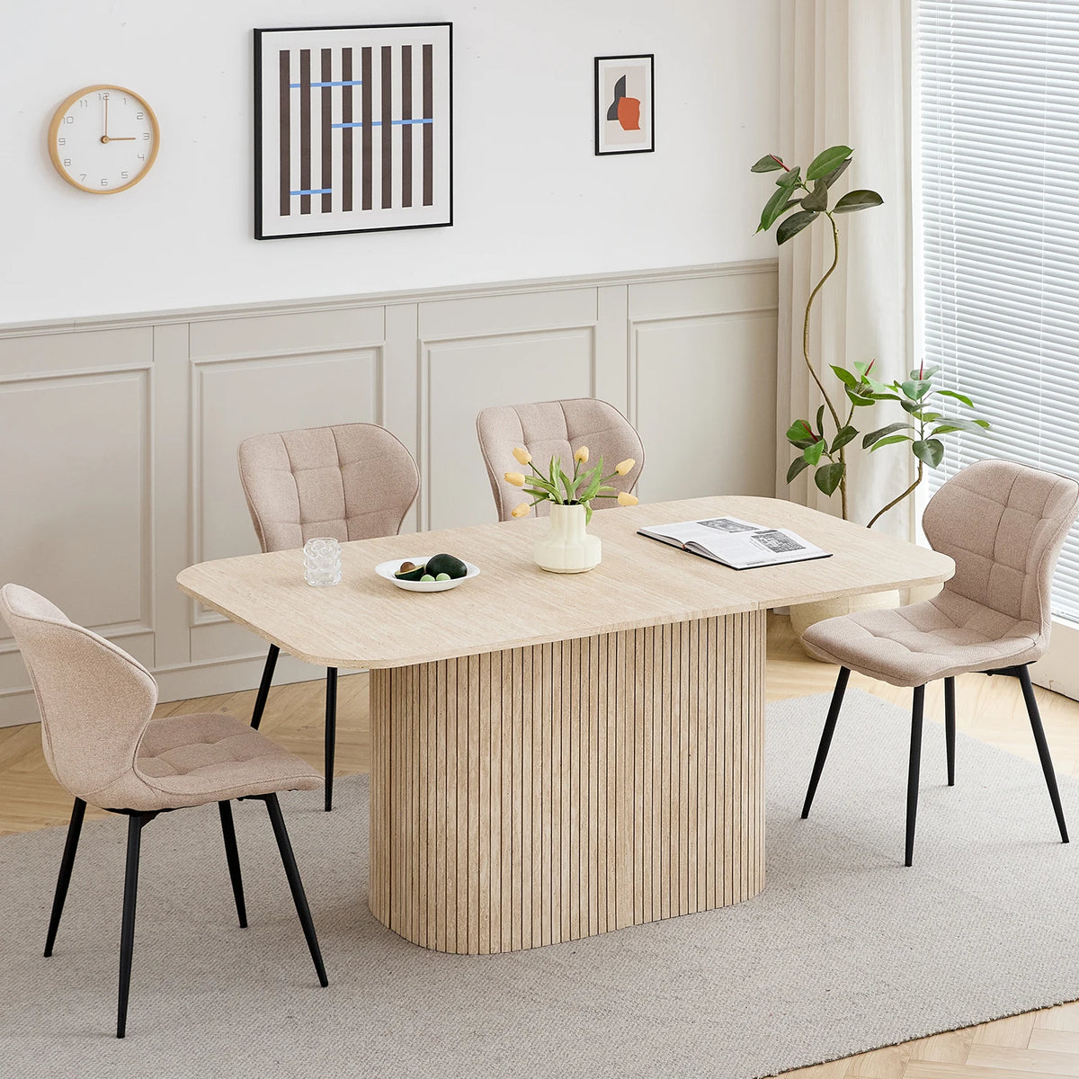 EGOONM Tavolo da pranzo rettangolare in legno massello in stile nordico, tavolo da pranzo per lettura e tempo libero, 160 * 90 cm