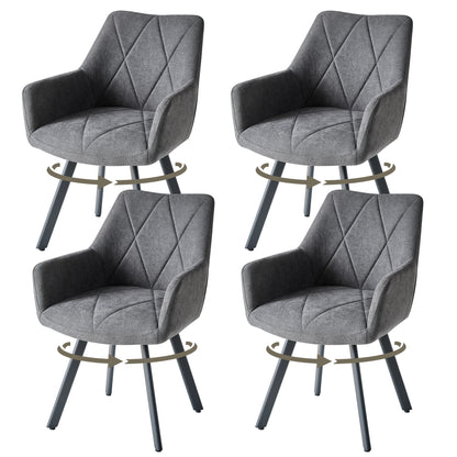 EGOONM 2/4PCS Sedie da pranzo moderne girevoli con braccioli, sedie imbottite in tessuto, 360 °   Sedie Girevoli con Gambe in Metallo