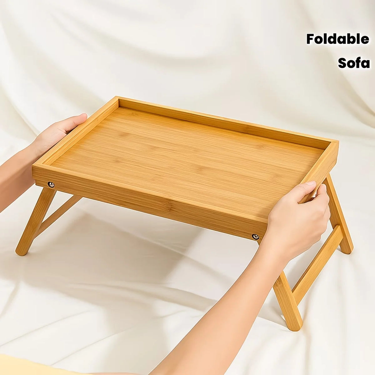 Tavolino portatile multifunzione in bambù, pieghevole e salvaspazio: tavolo portatile multifunzionale, vassoio e organizer per lo stoccaggio.