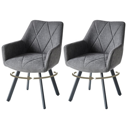 EGOONM 2/4PCS Sedie da pranzo moderne girevoli con braccioli, sedie imbottite in tessuto, 360 °   Sedie Girevoli con Gambe in Metallo